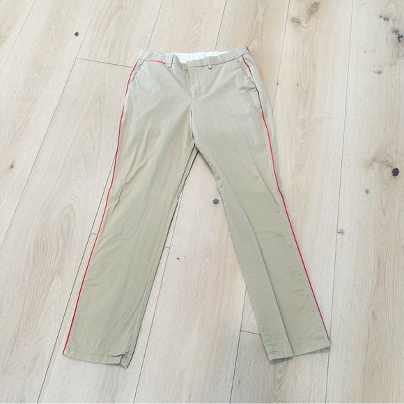 Calvin Klein Khaki Chinos with Red Stripe - Picture 3 of 11